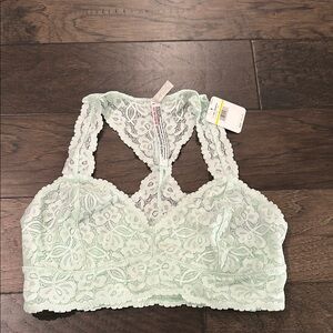 NWT Free People Mint Green Lace Galloon Racerback Bralette Sz M